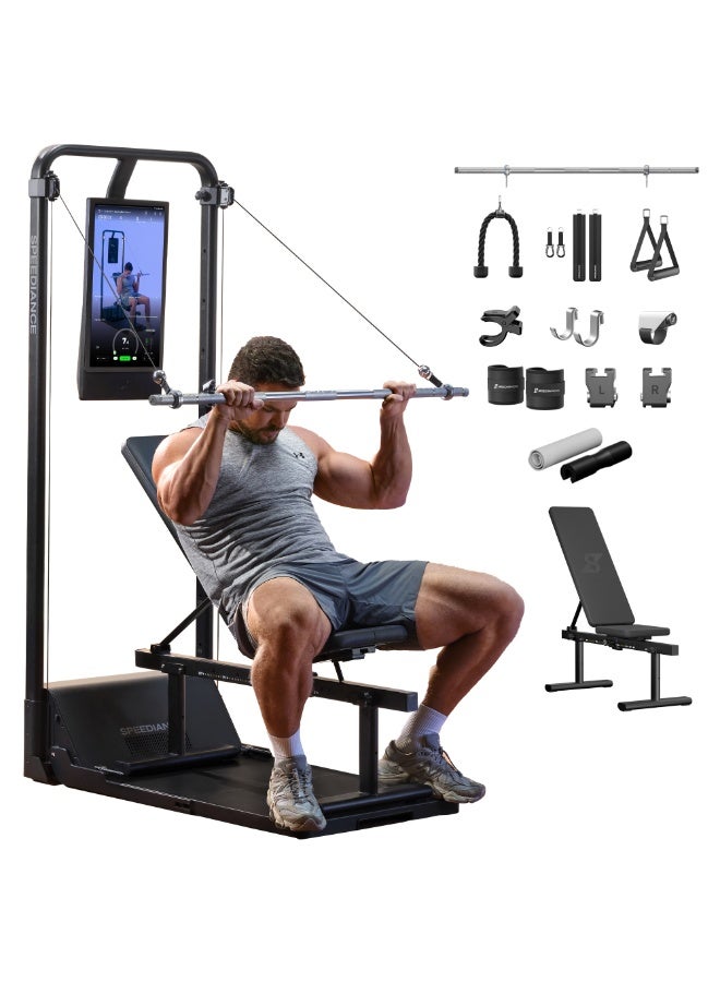 سبيديانس جيم مونستر 2، جهاز اللياقة الذكية المنزلي، جهاز تمارين منزلي معزز بالذكاء الاصطناعي، جهاز سميث متعدد الوظائف، معدات تدريب القوة للجسم بالكامل، محطة تمارين شاملة، وركس بلس - Image 1